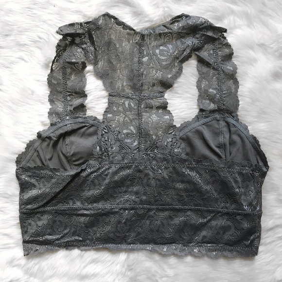 Stevie Racerback Lace Bralette - Gray - Picture 2 of 6